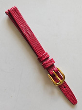 8mm - Red Lizard Pattern Genuine Leather Watch Band - Gold Buckle