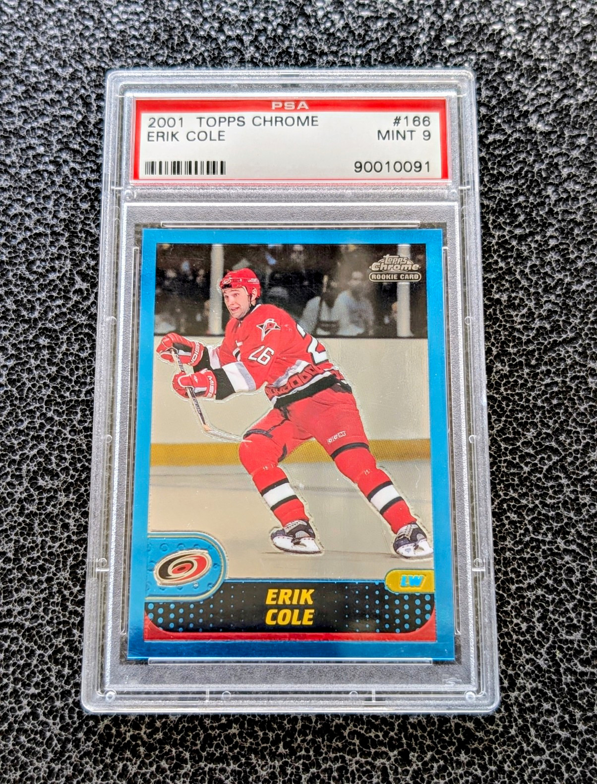 Topps 2001 Topps Chrome Erik Cole Rookie #166 Carolina Hurricanes PSA 9
