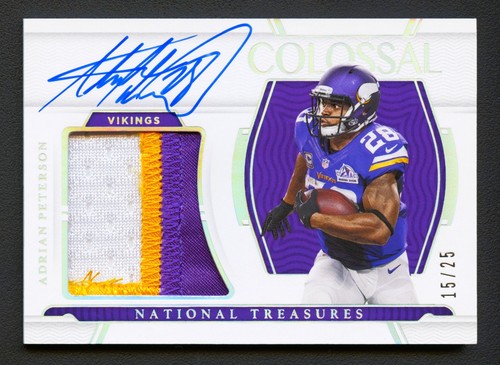 ADRIAN PETERSON 2021 NATIONAL TREASURES COLOSSAL JUMBO PATCH VIKINGS AUTO /25