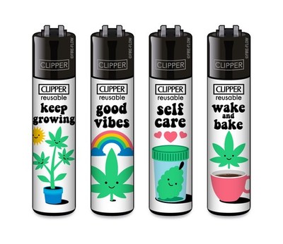 Clipper Feuerzeug 4er Set Cute Weed