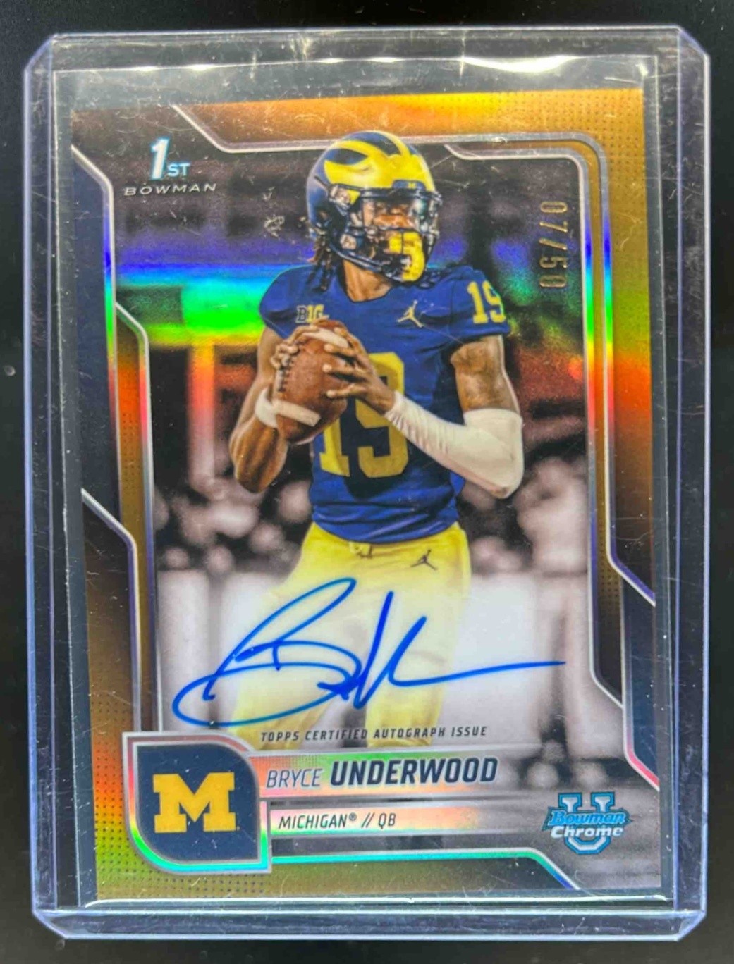 2025 Bowman Chrome U Bryce Underwood Auto 1st Prospect Gold Refractor #7/50