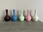 Vintage HAEGER "GARDEN HOUSE" USA 5” Bud Vase Lot Of 5 Blue Pink White Green Red