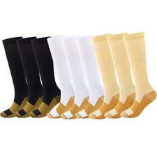 Set of 9 Compression Socks 20-30 mmHg for Women Men Knee High Socks for Running