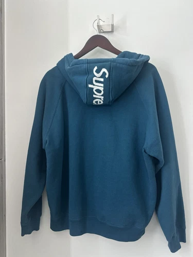 Authentique sweat à capuche zippé bleu marine bord suprême homme