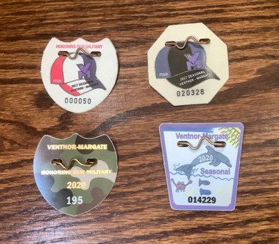 Military & Seasonal Beach Badge/Tag (4) - 2017 & 2020 Ventnor-Margate New Jersey