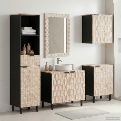 Badezimmer Sets mit Schubladen mit Regal 5 pcs Massivholz Mango Holz vidaXL