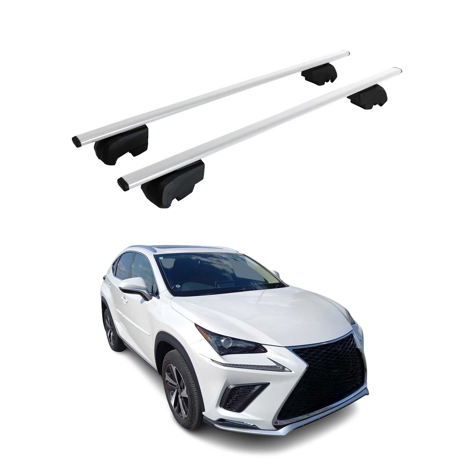 Barres de toit pour Lexus NX 2020-2021 en fer argenté transversal