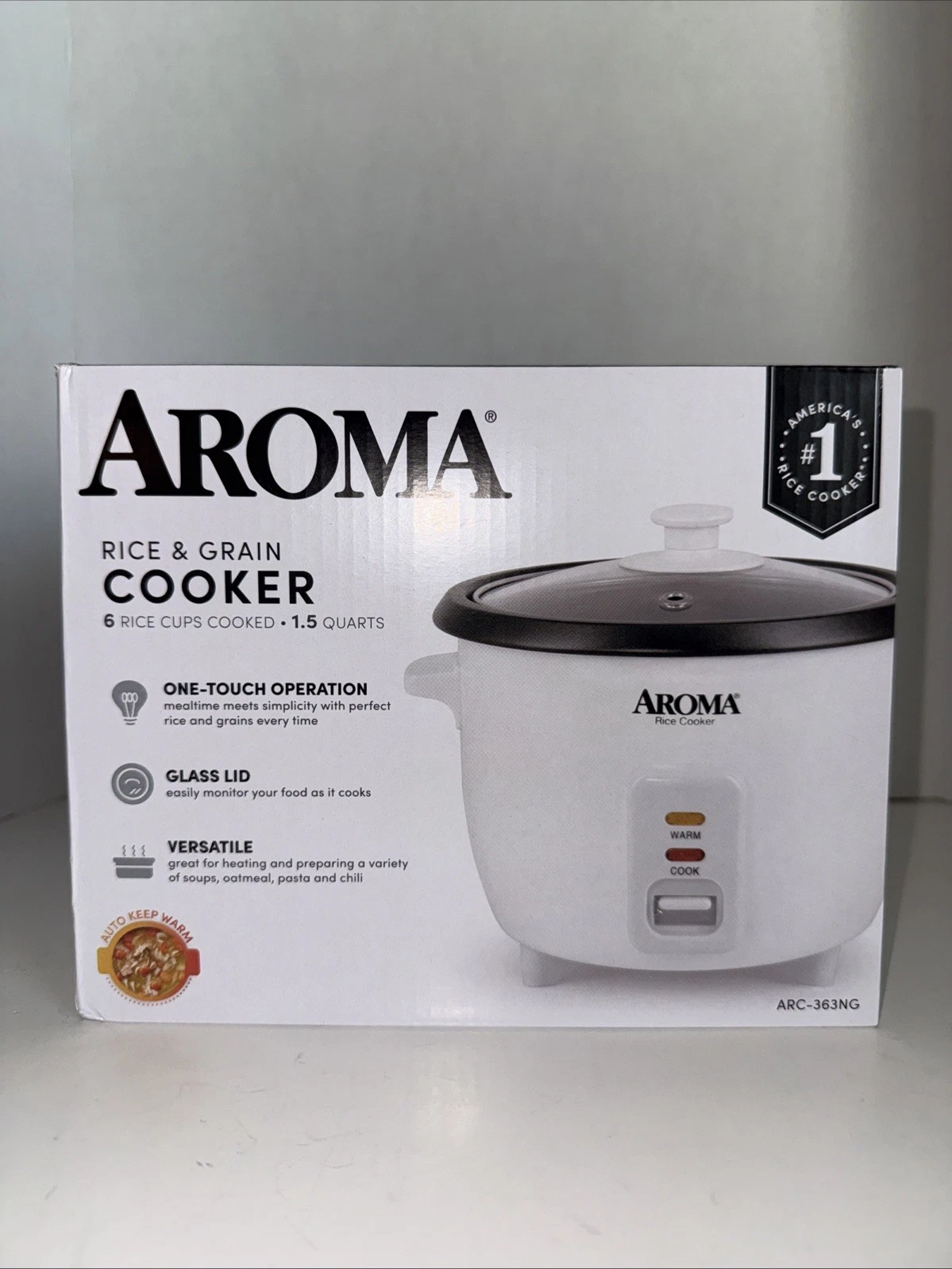 AROMA® Rice Cooker, 3-Cup (Uncooked) / 6-Cup (Cooked), Small Rice Cooker, Oatme