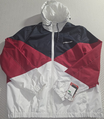 Members Only Men's Colorblock Hooded Windbreaker Jacket Full Zip Size L