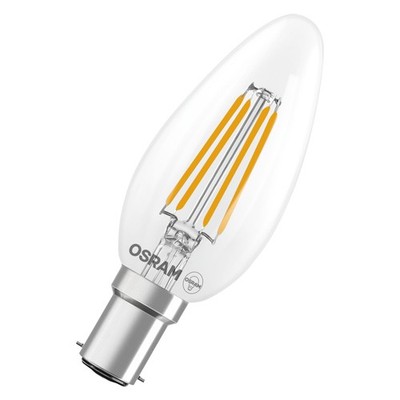 OSRAM LED-Lampe Star Kerzenform B40 Filament 3,4W Klar B15d