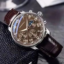 Quality Watch With Brown Strap And Rose Gold Finish And Silver Brand New