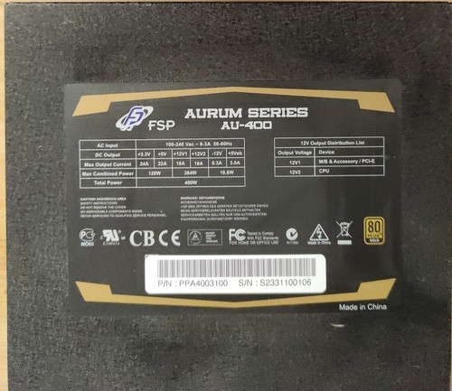 FSP AURUM Series AU-400 400 Watt ATX PC Netzteil PSU power supply 80 Plus Gold
