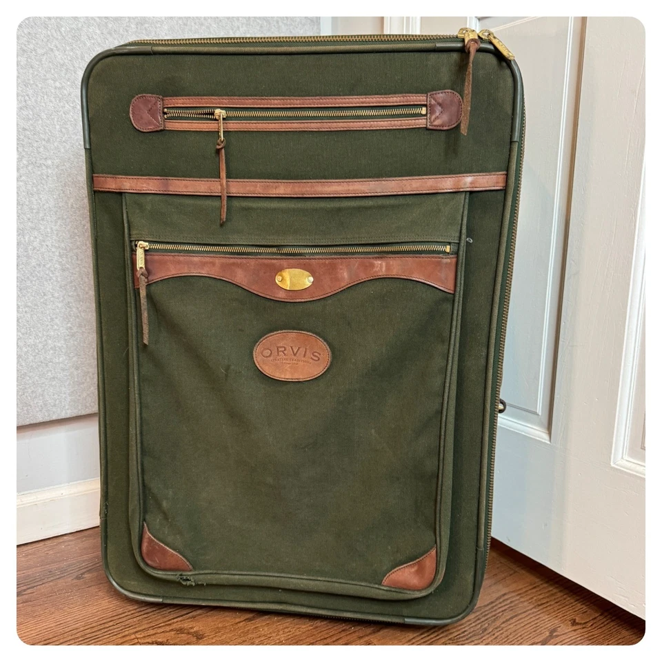 Maleta con ruedas Orvis Battenkill vintage 28" 20" lona cuero premium equipaje Foto 2 de 4
