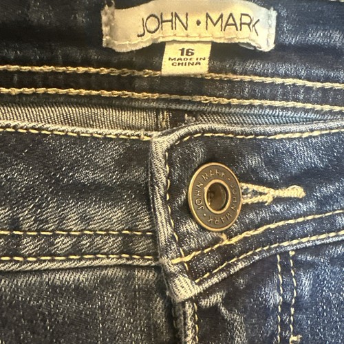 John Mark Embroidered Denim Pants Jeans Size 16 Raw Hem - Picture 7 of 20