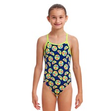 Funkita Girls You Lemon Diamond Back Swimsuit - Blue/Yellow