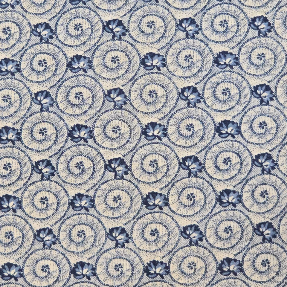 Tela de algodón 36"x44" flores de desplazamiento crema azul marino de General Fabrics Foto 2 de 4