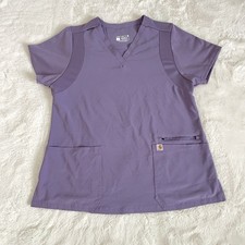 Carhartt Scrub Top Women  s Size L Modern Fit Purple V-Neck Short Sleeve Lavender