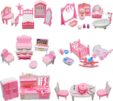 75 Pcs Dollhouse Furniture Set AccessoriesSmall Dollhouse Miniature Pretend Play