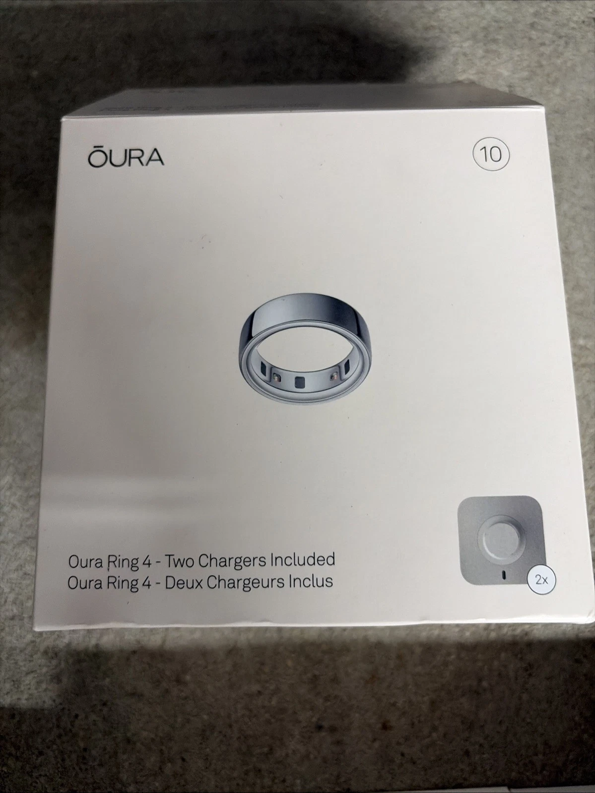 Oura Ring 4 Activity Tracker Silver Size 10 with Two Chargers
