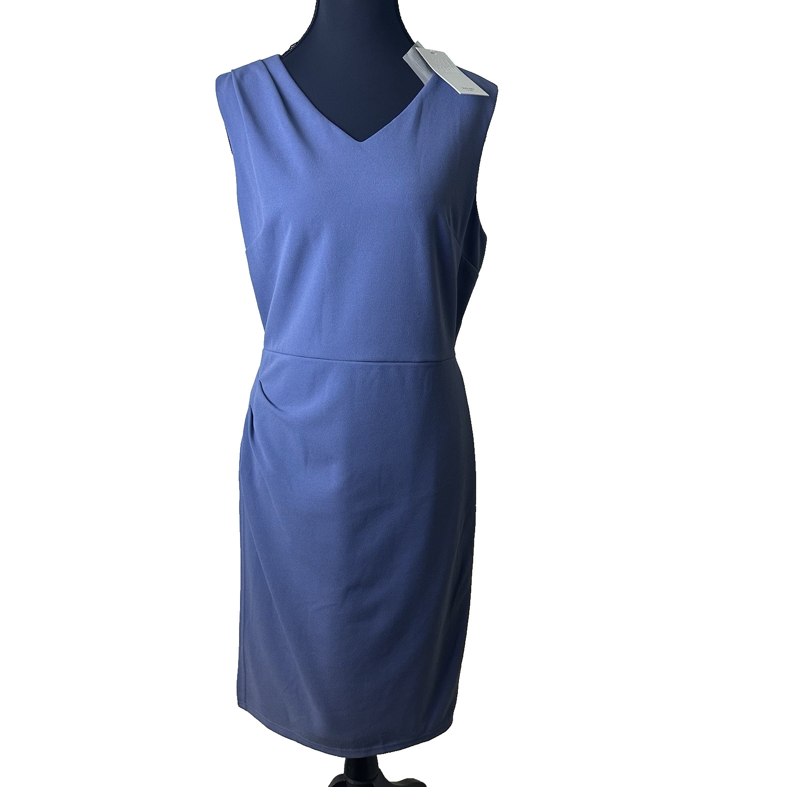 Grace Karin Women’s Ruched Sleeveless Sheath Dress L Blue Stretch Elegant New