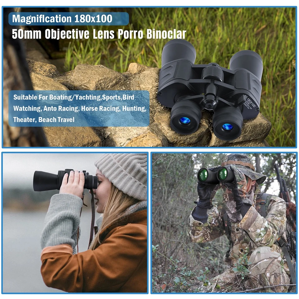 Day/Night Vision Binoculars 10-180x100 Zoom Outdoor Travel Hunting Telescope HD - Image 3 of 4