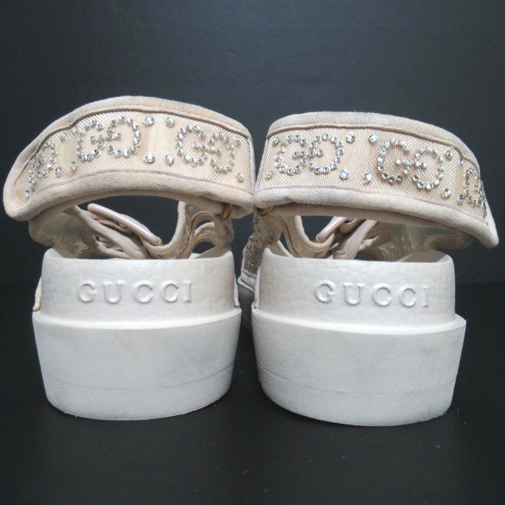 GUCCI GG Rhinestone Sports Sandals Size 35 Approx. 22cm Beige Women's thumbnail 4