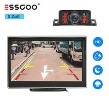 ESSGOO Rückfahrkamera Rückseiten Kamera Funk Kabellos mit 5" LCD Monitor LKW Bus