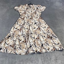 Nicole Miller New York Floral Print Linen Blend Tiered Midi Dress Large