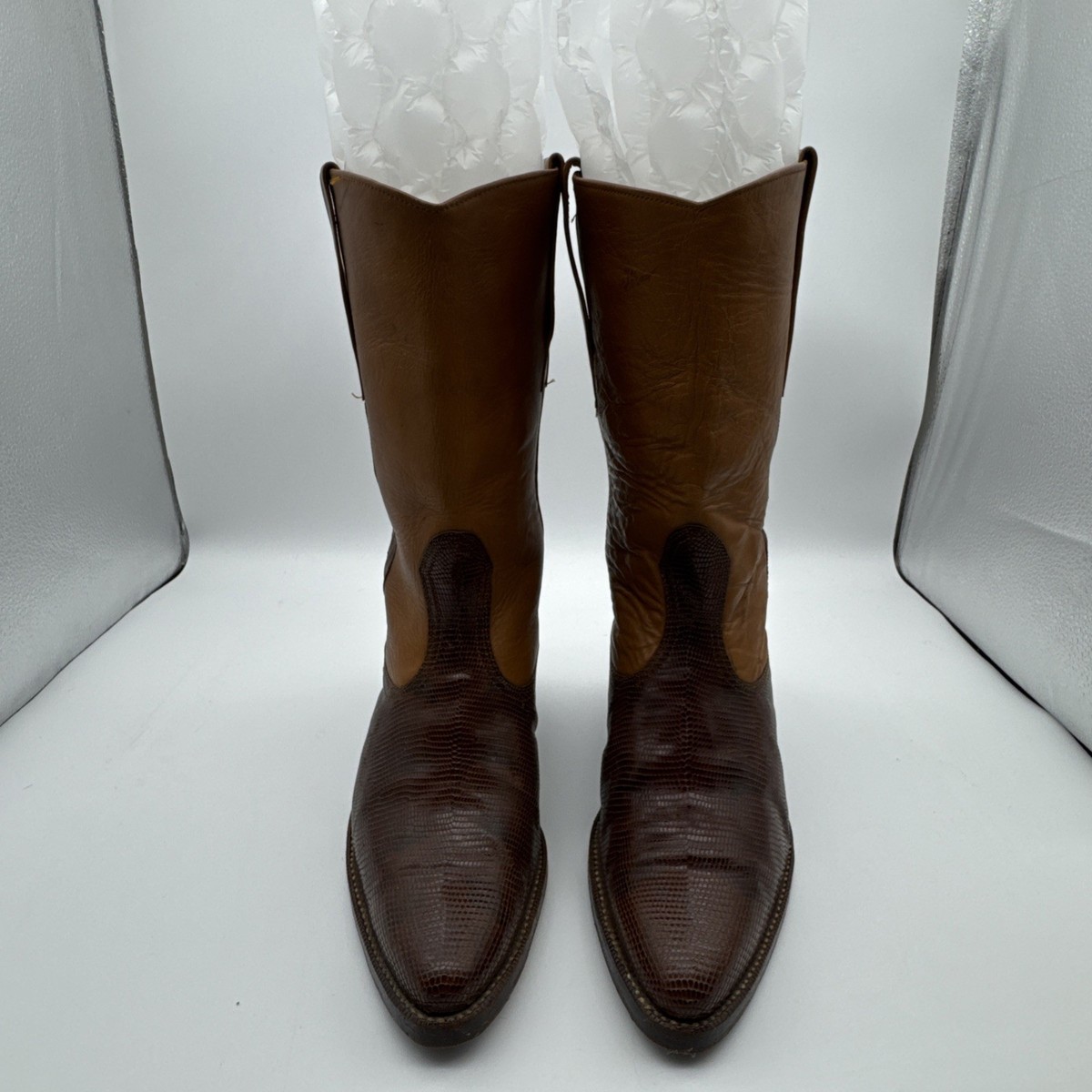 Vtg Complot European Brown Leather cowboy boots reptile skin Sz 9 Costa Rica? Vtg Complot European Brown Leather cowboy boots reptile skin  main image 2