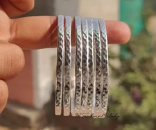 Sterling Silver Hammered Bangle 925 Sterling Silver Dinty Set 7 Set Bangle Si70