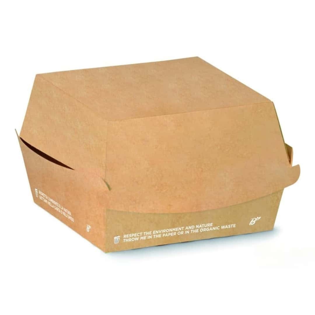 Hamburger Box Sand / White Paper 12x12x11 Cm 50 Pcs - SDG - Sandwiches