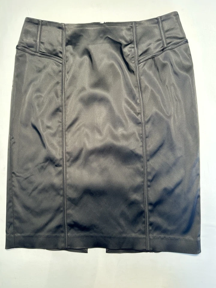 Falda lápiz negra para mujer White House Black Market WHBM talla 12 satinada elástica Foto 3 de 4