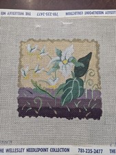 Beautiful white flower needlepoint canvas from the Ivory Woods Collection.