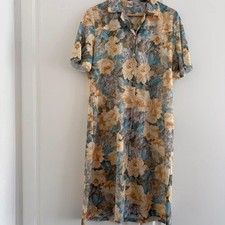 Vintage 80s Floral Shirt Dress | Made in Britain | Size 16