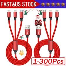 3in1 Fast USB Charging Cable Universal Multi Function iPhone 17 Charger Cord Lot