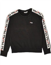 FILA Womens Graphic Sweatshirt Jumper UK 10 Small Black Cotton BE12