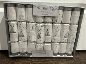 Pier 1 Silver Pine Trees Christmas Crackers Party Hat, Joke, Novelty Item