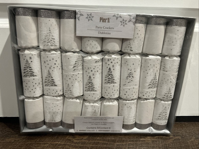 Pier 1 Silver Pine Trees Christmas Crackers Party Hat, Joke, Novelty Item