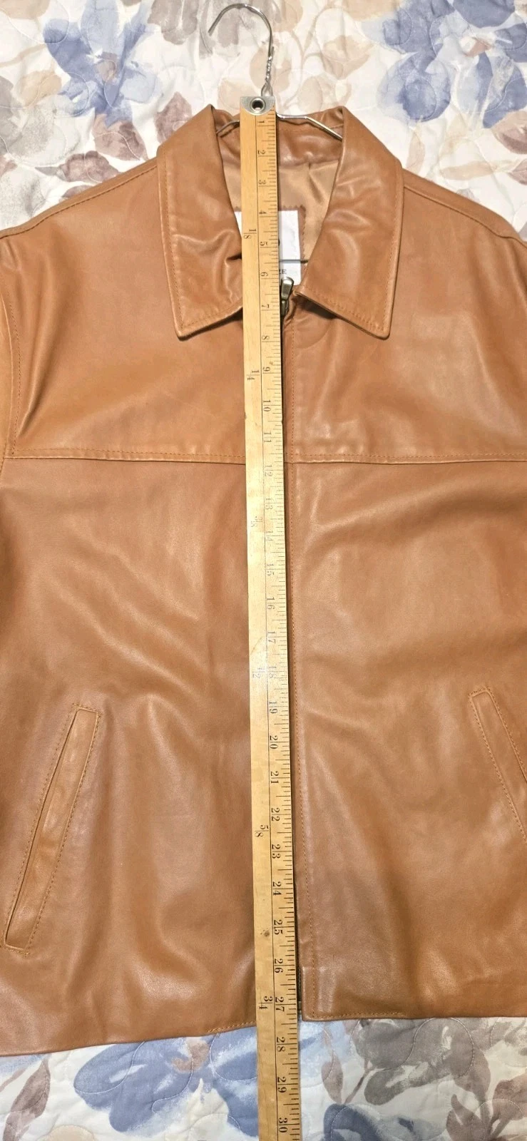 Vintage Italian Leather Jacket Men Euro 52 US 40 Cognac Brown Coat  image 12