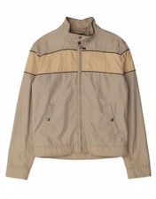 REFRIGUE Mens Bomber Jacket UK 40 Large Beige Colourblock Nylon AQ20