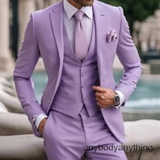 Suits Men 3 Piece Tuxedos Blazer Vest Pants Formal Male Wedding Groomsman