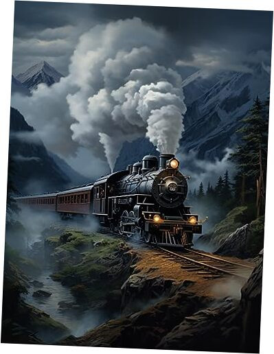 5D Diamond Art Kits for Adults Train by Number Kits, Diamond Painting Art