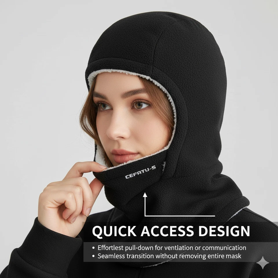 Máscara de esquí de invierno de pasamontañas polar térmica a prueba de viento cálida capucha sombrero engrosar ciclismo Foto 3 de 4