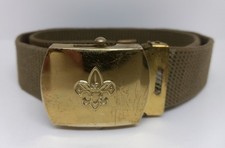 Vintage 1970s Canvas Boy Scout Belt 31.5" With Brass Buckle BSA Very Good