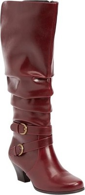Comfortview Cleo Wide Calf Boot Low Heel Tall Knee High - Burgundy Size 11W