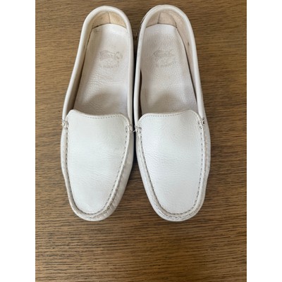 Authentic Il Bisonte (Florence, Italy) White Leather Driving Loafers Size 37 