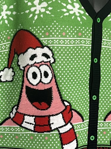 SpongeBob Schwammkopf hässlicher Weihnachtspullover Herren M Strickjacke Urlaub Neu mit Etikett Party - Bild 5 von 13
