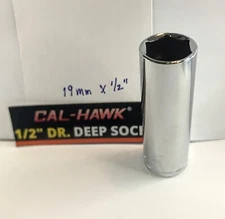Cal-Hawk 19 mm x 1/2" Dr Deep Socket - 6 Pt -Free USA Shipping