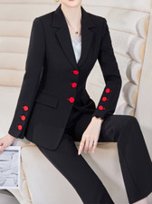 Lady Office Business Work Wear Formal Blazer Jacket and Pant Suit 2PCS Sets Hot