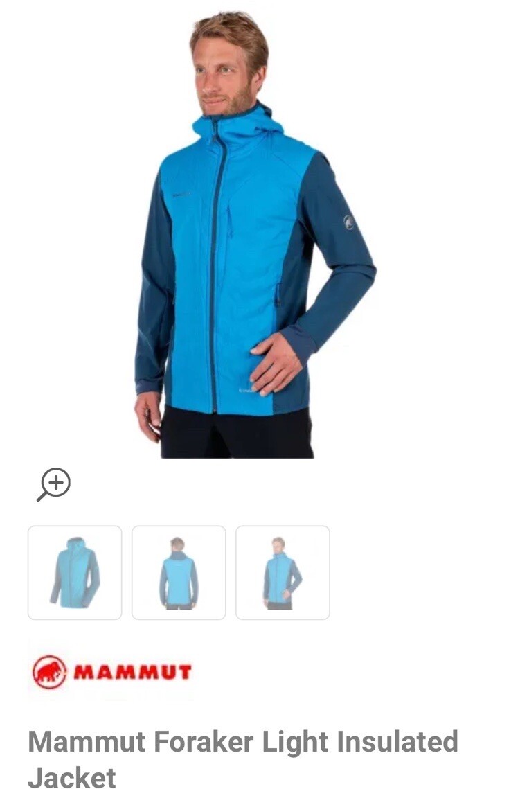 Mammut Foraker Light Insulated Hoody Jacket Full Zip Men's Mammut Foraker Light Insulated Hoody Jacket Full Zip Men's